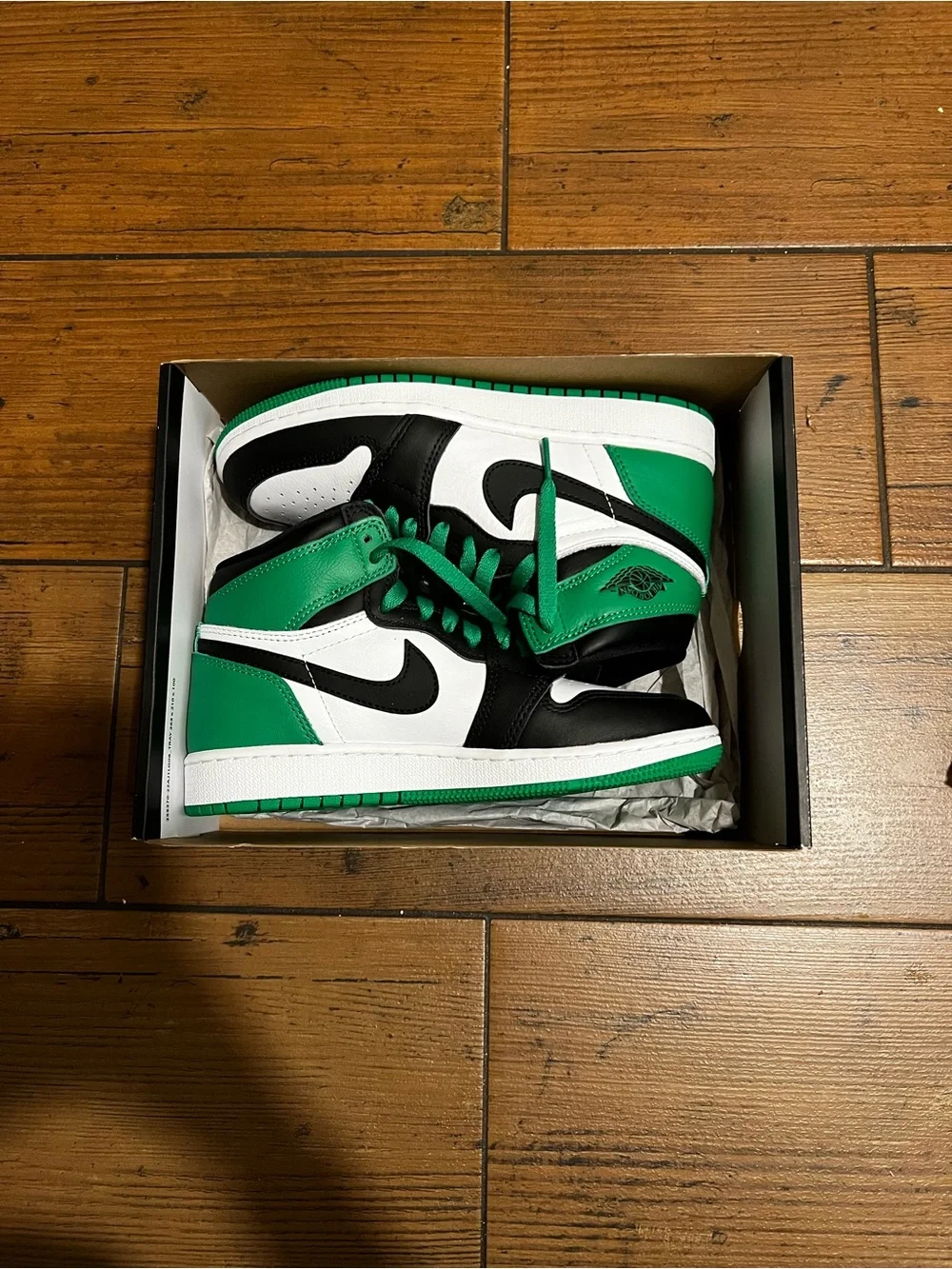 Nike High-Top Sneaker in Black, White & Green